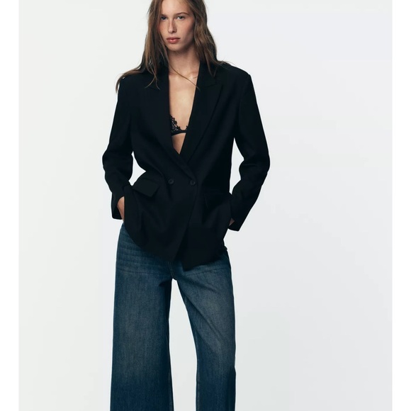Zara Oversized Double Breasted Black Blazer - Picture 3 of 5